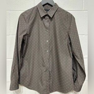 Banana Republic Women’s Gray Shirt with Pink Dots Size Large EUC